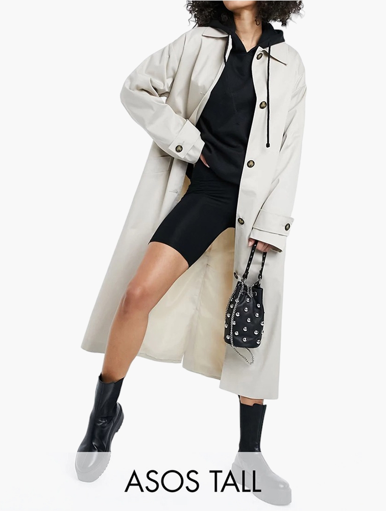 MyRunway Shop ASOS Stone Tall Longline Trench Coat for Women